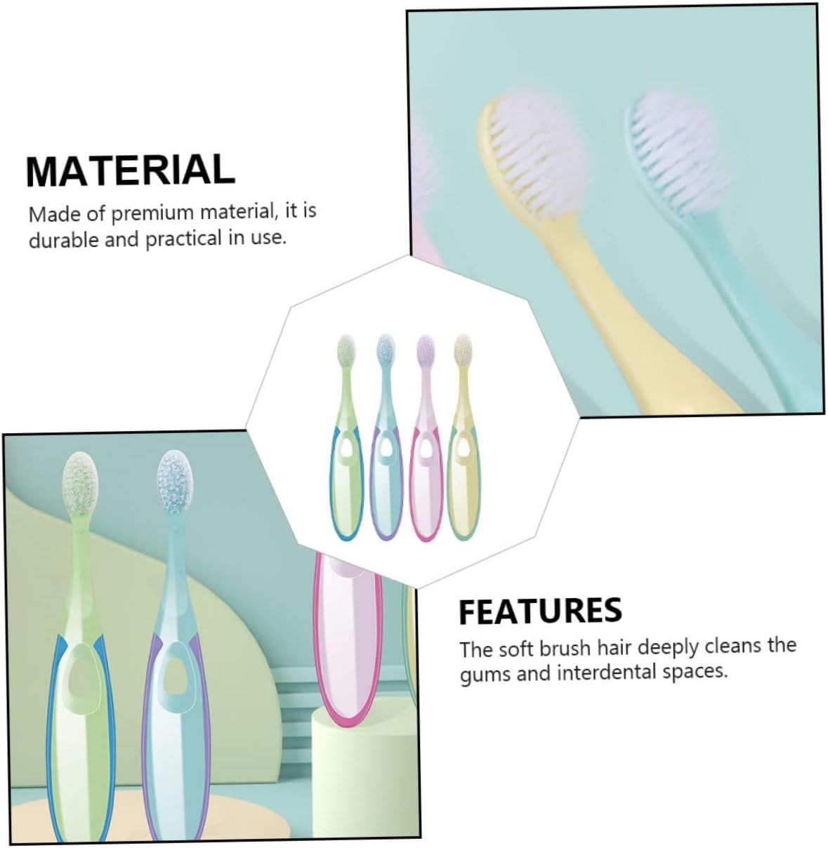 4pcs Soft Bristles Toothbrush for Ages Portable Lightweight Teeth Cleaning Brush for Boys and Safe Dental Care Tool