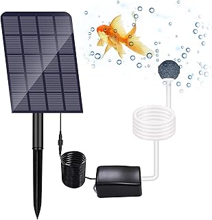 GuKKK Solar-Luftpumpen-Set mit Sauerstoffpumpe für Aquarium, 2 W, Solar-Teichbelüfter, Schläuche und Belüftungssteine, für Garten, Fischtank, Fischteich