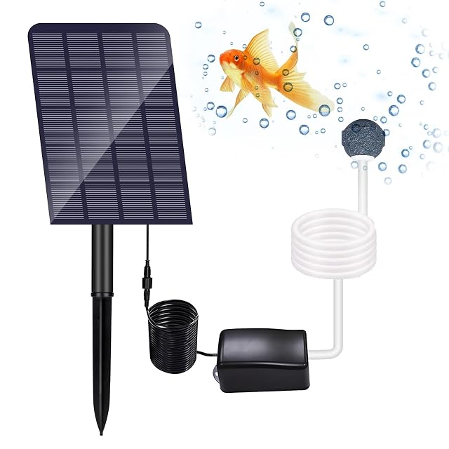GuKKK Kit De Bomba De Aire con Energía Solar, Bomba Solar de Oxígeno para Acuario 2W
