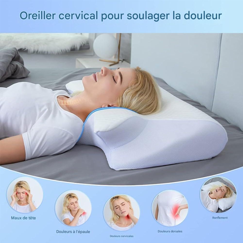 Générique Oreiller Apnée du Sommeil, Oreiller Anti Apnée du Sommeil,Oreillers Ergonomique pour Le Cou Et Les Épaules, pour Les Personnes Dormant sur Le Côté, Le Dos, Le Ventre (Noir)