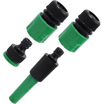 4-Piece Garden Sprayer Set 1/2 Inch 3/4 Inch 2-in-1 Garden Tap Connector Watering Garden Hose Connections Sprinkler Set with Spray Nozzle
