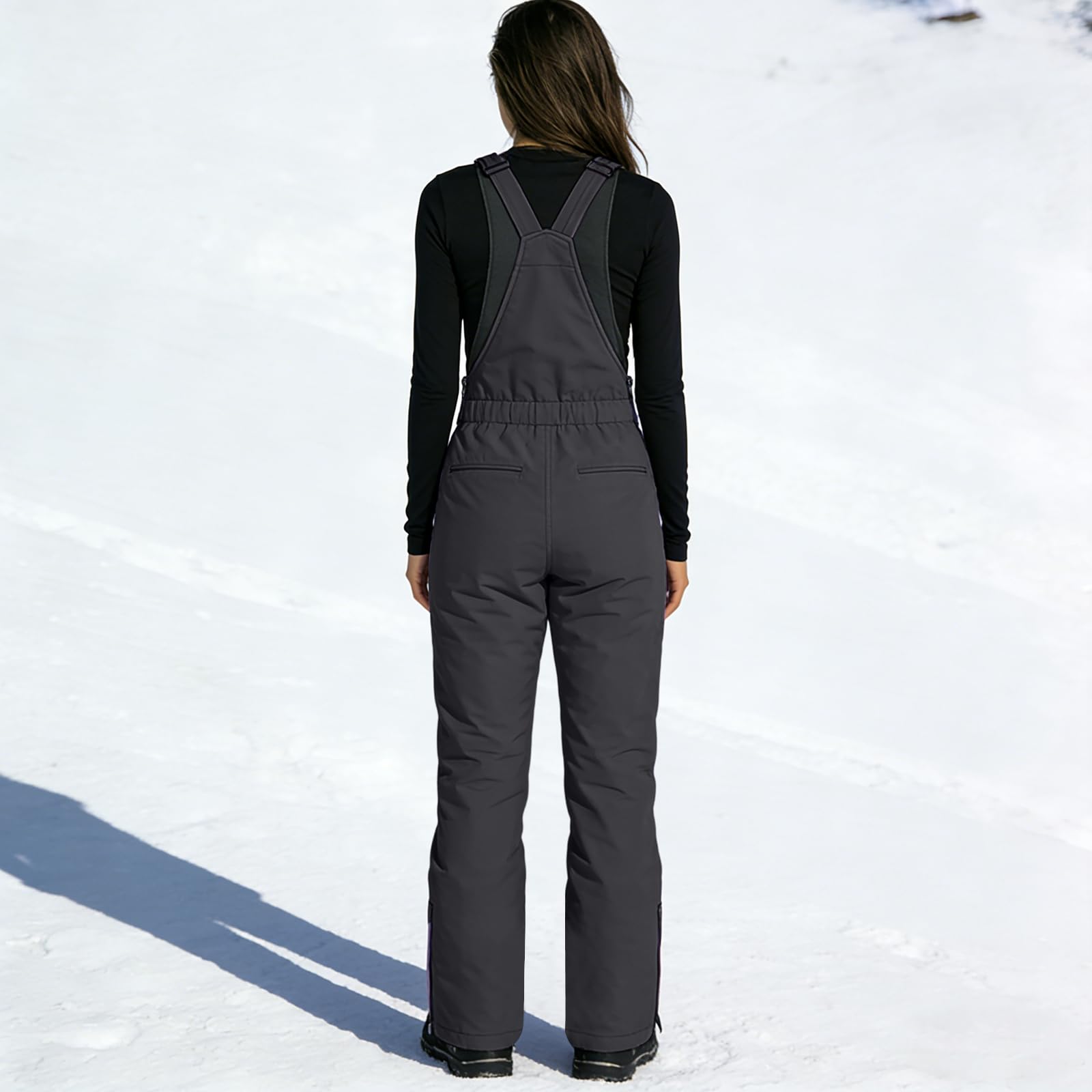 Skihose Damen Wasserdicht Latzhose Warm Skianzug Overall Snowboardhose Baggy Große Größen Schneehose Damen Winter Gefüttert Hosenträger Skioverall Frauen Reißverschluss Outdoor Ski Hosen Latz