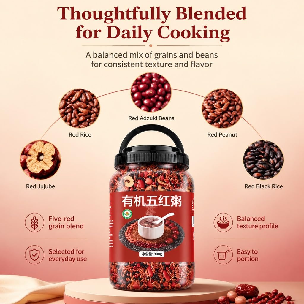 900 G De Mezcla Gachas Cinco Granos Rojos: For El Desayuno Sin Remojo, Receta Tónica Tradicional, Fáciles Cocinar For Un Saludable