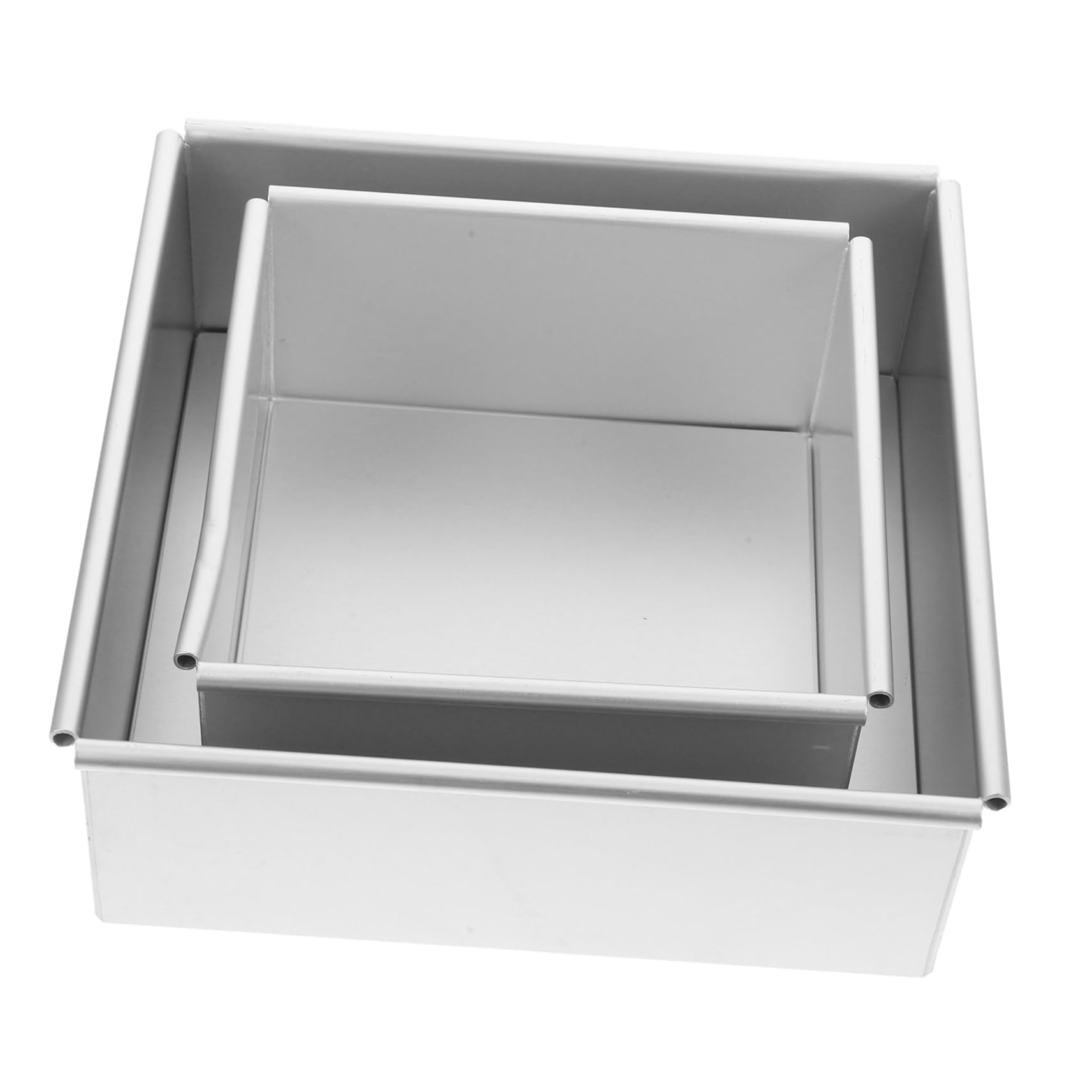 STOBAZA 2-piece Non-stick Square Chiffon Cake Molds Oven Baking Pan Removable Bottom Mousse Cake Multifunctional Baking Accessory