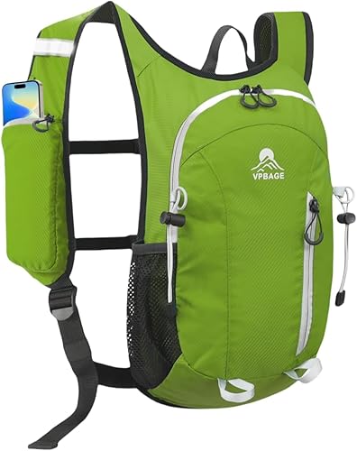 Mochila de senderismo pequeña con soporte frontal para teléfono, mochila plegable con correa para el pecho y la cintura, mochila ligera para mujeres