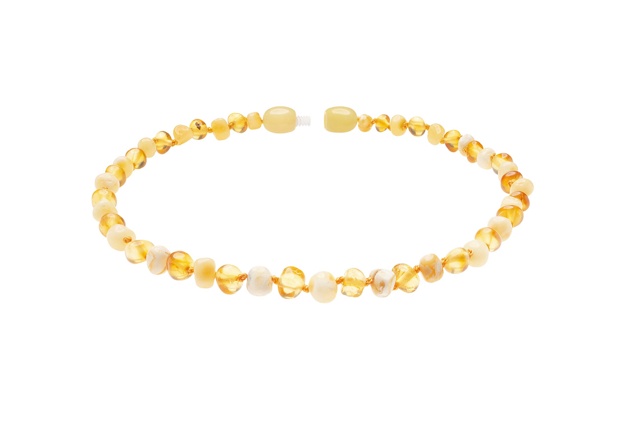 Genuine Amber Necklace From Baltic Sea made with Polished Honey and Polished Milky 19.7 Inches (Adult)