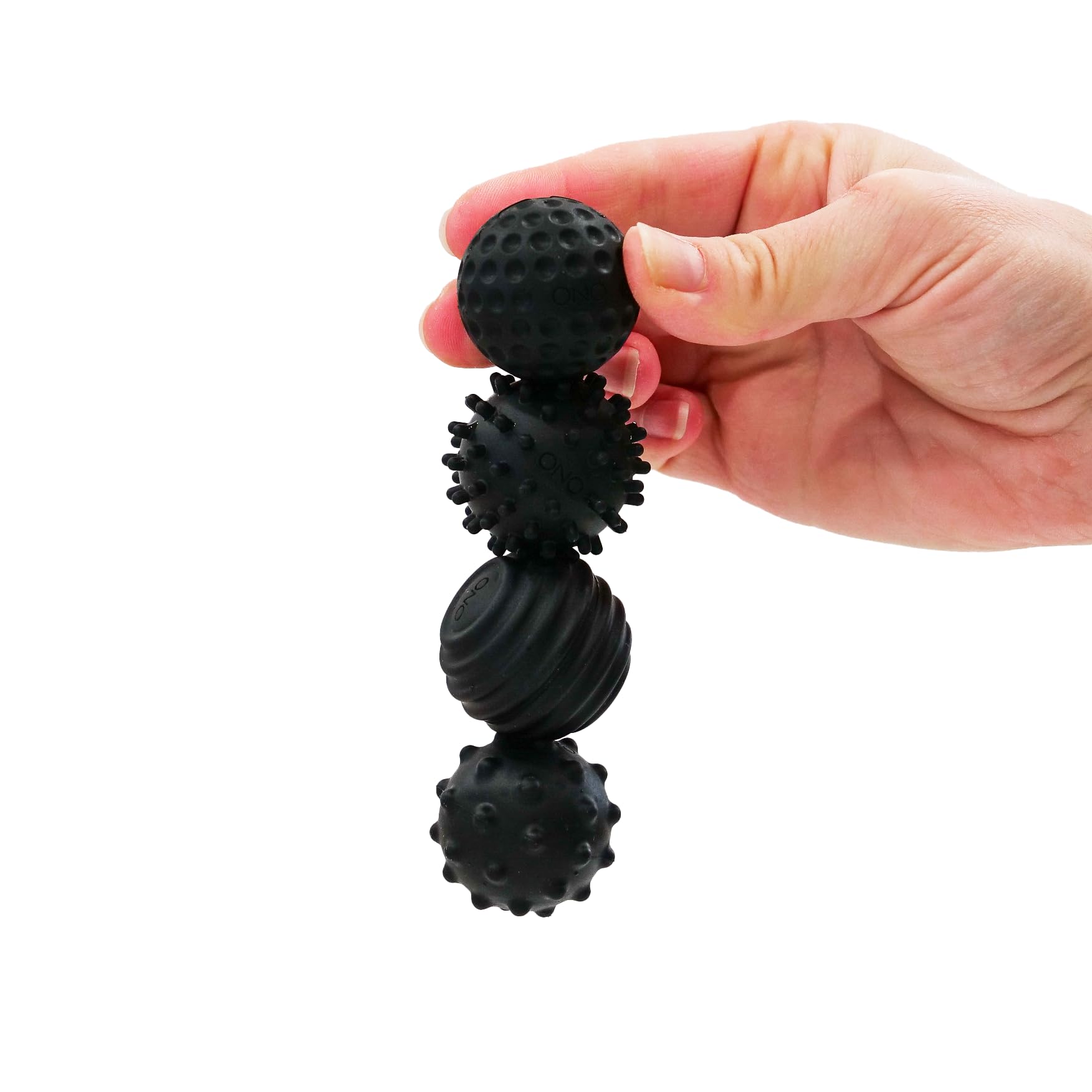 ONO Signets - Silicone Magnetic Balls with Textured Dimples, Bumps, and Waves, Onyx, 21.67 mm