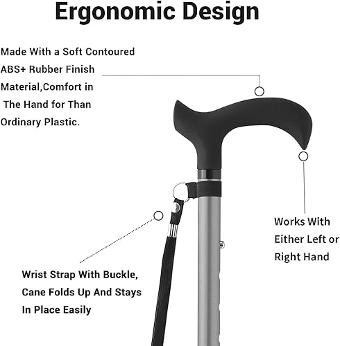 Miniatura 5 de Bastón de caminar Bastones plegables ajustables para hombres y mujeres, bastón con para personas mayores y adultos