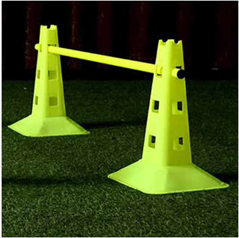 Agility Training Cone 10 Plastic Cones and 5 Rods, Children's Outdoor and Indoor Agility Training Toys, Windproof Soft Marking Cone (Color : Green, Size : 38cm)