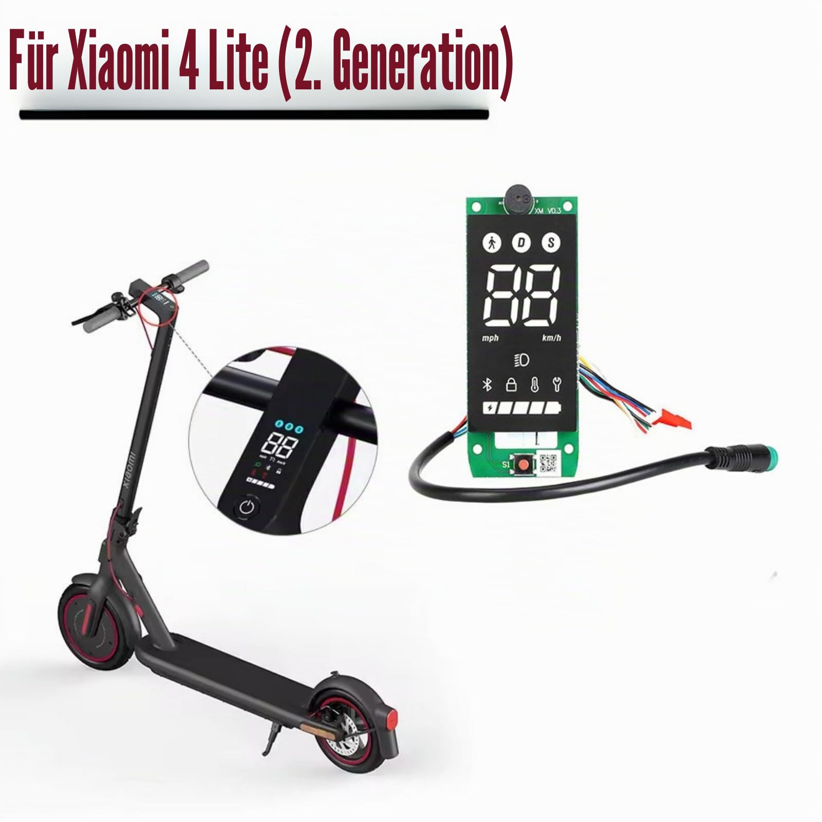 Elektroroller Armaturenbrett für Xiaomi 4 Lite 2nd Elektroroller Armaturenbrett Leiterplatte und Display Panel Abdeckung