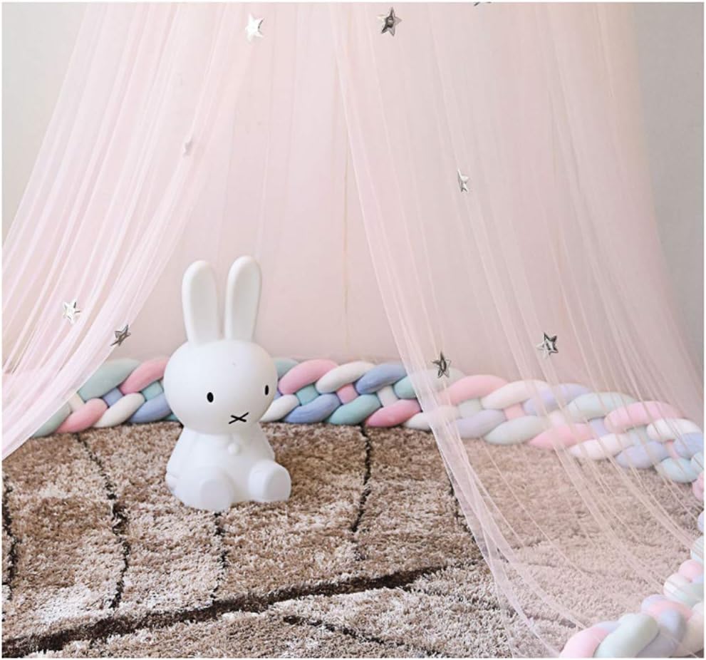 Children's Lightweight Canopy Bed Tent for Children - Breathable Dome - Bedroom Decoration - Reading Tent for Bedrooms and Playrooms Pink (White)