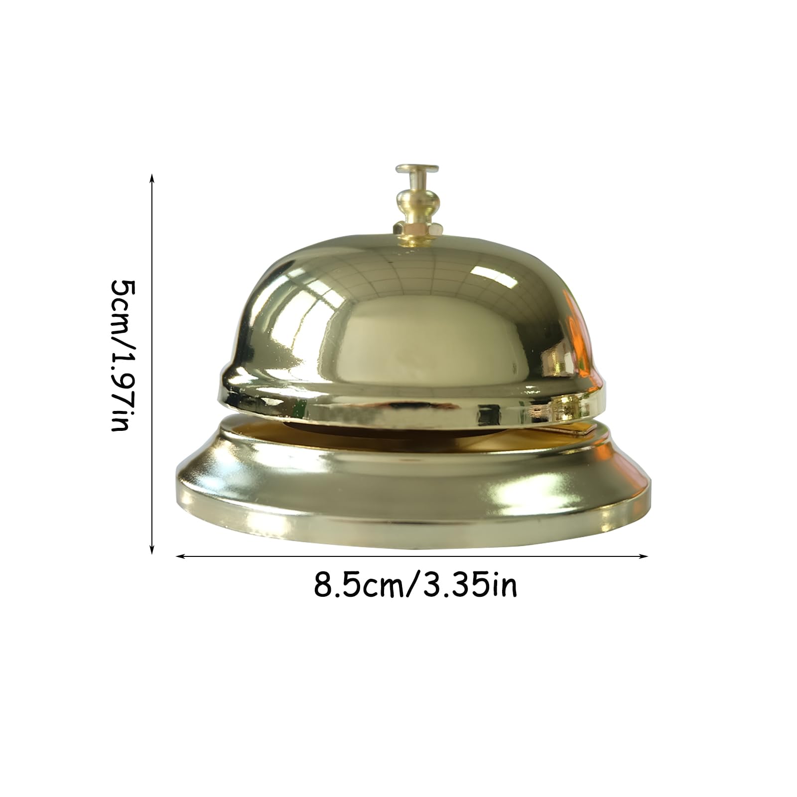 Vastsea 2 Pezzi di Campanello da Tavolo, Reception Campanello da Scrivania, Chiamata Bells in Acciaio Inossidabile, con Finitura Cromata per Alberghi Cucina Scuole Ristoranti Aree di Ricezione(Oro
