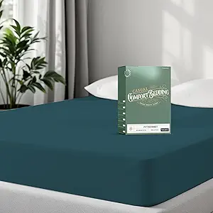 TEXAS LINEN CO. 100% Organic Cotton Percale Weave Fitted Sheet California King Size, Teal, 1 Deep Pocket Cal King Fitted Sheet, Fits Mattress Upto 16" Crisp and Cool Bed Linen, Luxury GOTS Certified