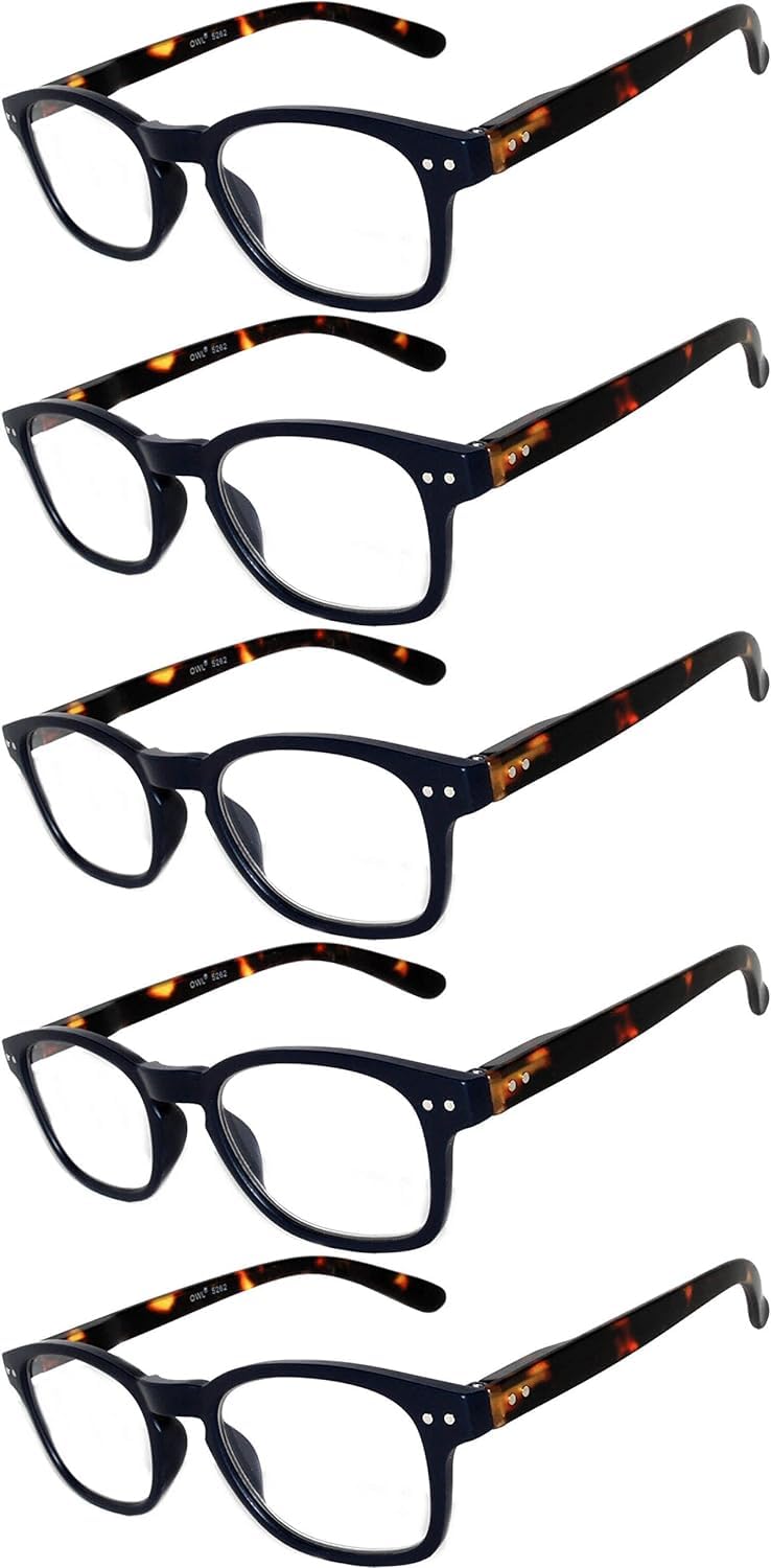 OWL 5 Pack of Reading Glasses Elegant Mens Womens Readers Designer
