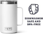 YETI Rambler 24 oz Mug, isolant sous vide, en acier inoxydable avec MagSlider Couvercle blanc