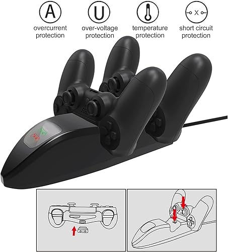 Miniatura 4 de Estación de carga inalámbrica para controlador de juegos, cargador de carga rápida portátil micro USB, base de carga dual inalámbrica para