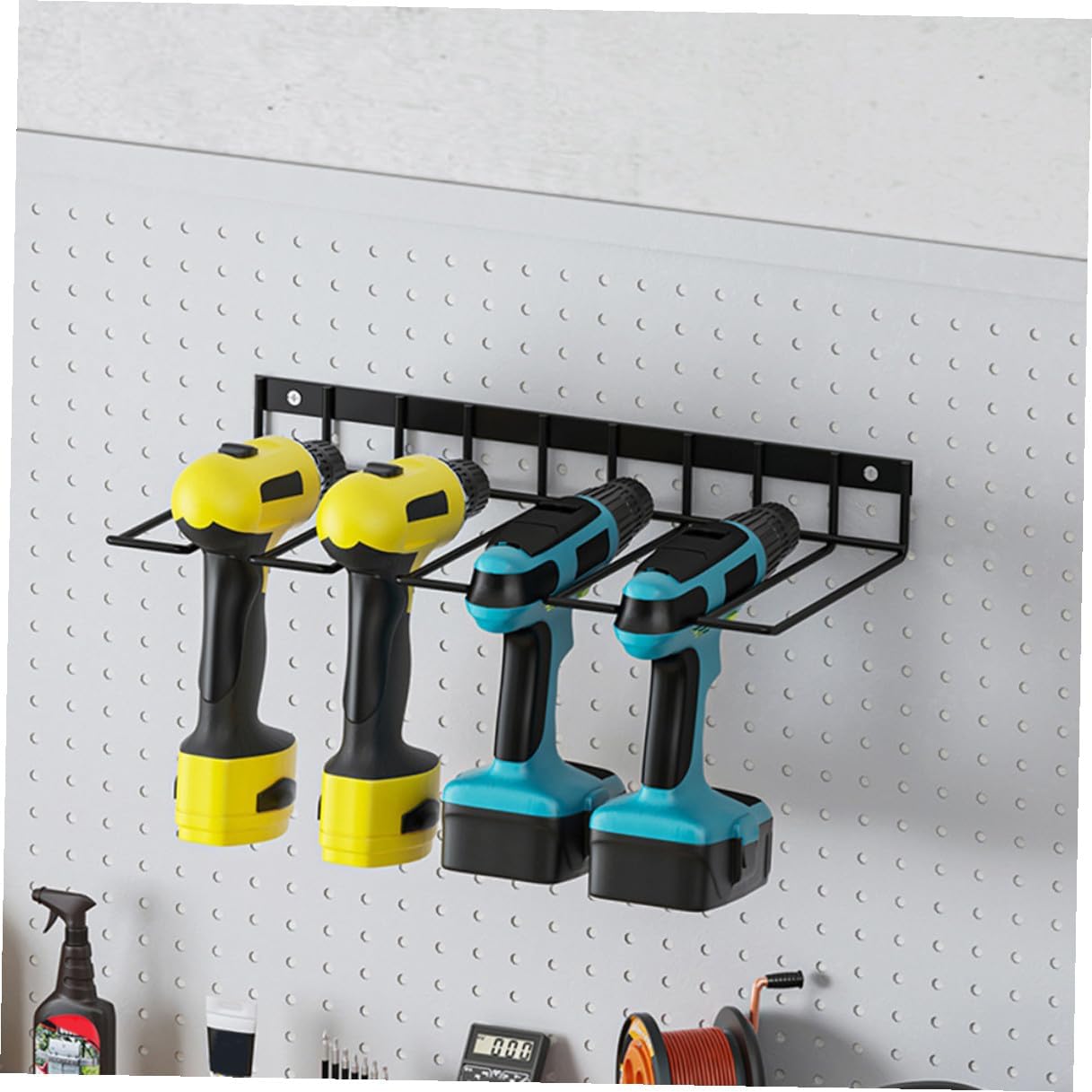 Power Tools Organizing Rack Wall-mounted Iron Storage Shelf Cordless Drill Holder Workshop Tool Utility Rack for Garage and Home