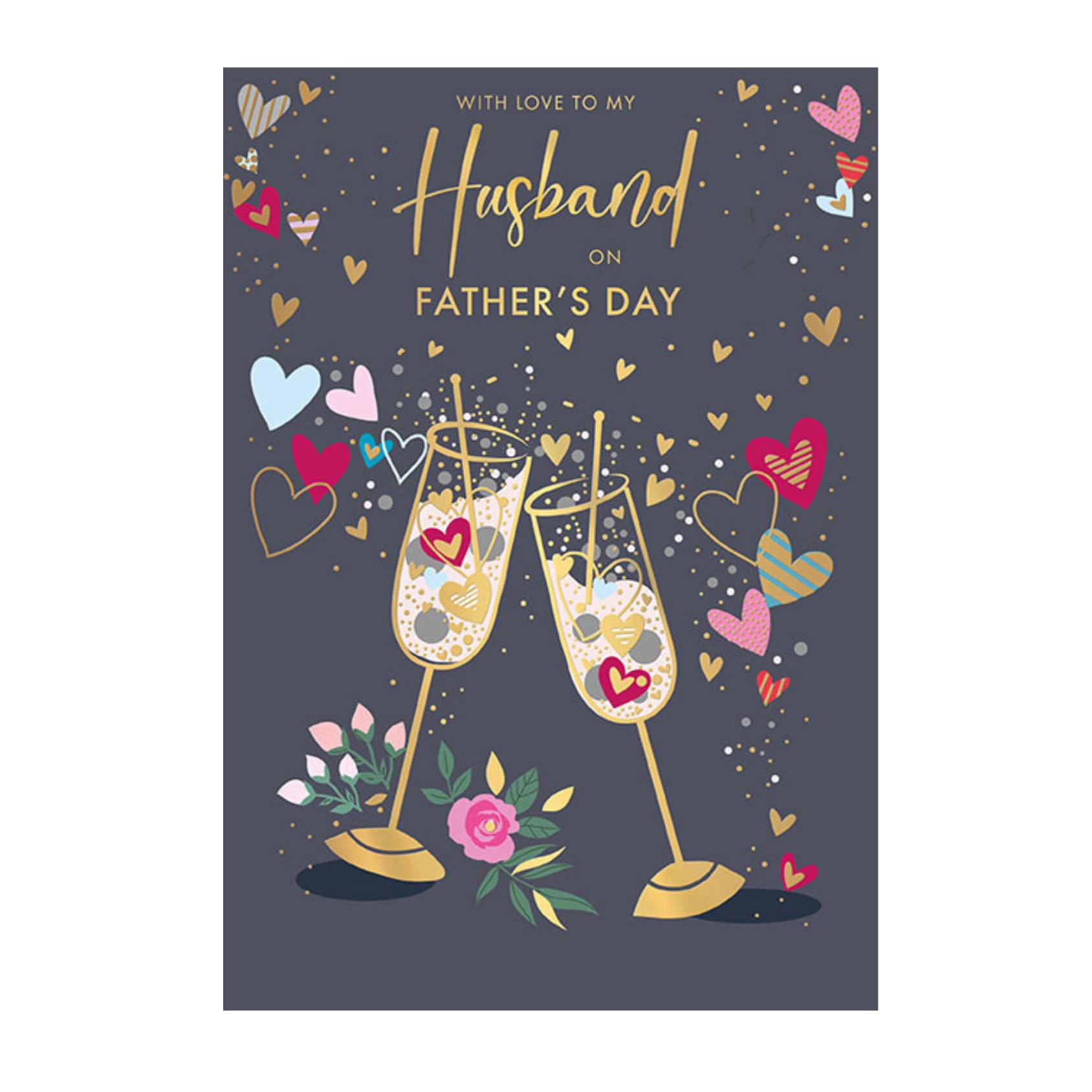 WORDS 'N' WISHES Happy Father's Day Card for Husband, Meaningful Message Greeting from Wife, Premium Quality for Partner or Grandad, 23.5 x 16.5 cm