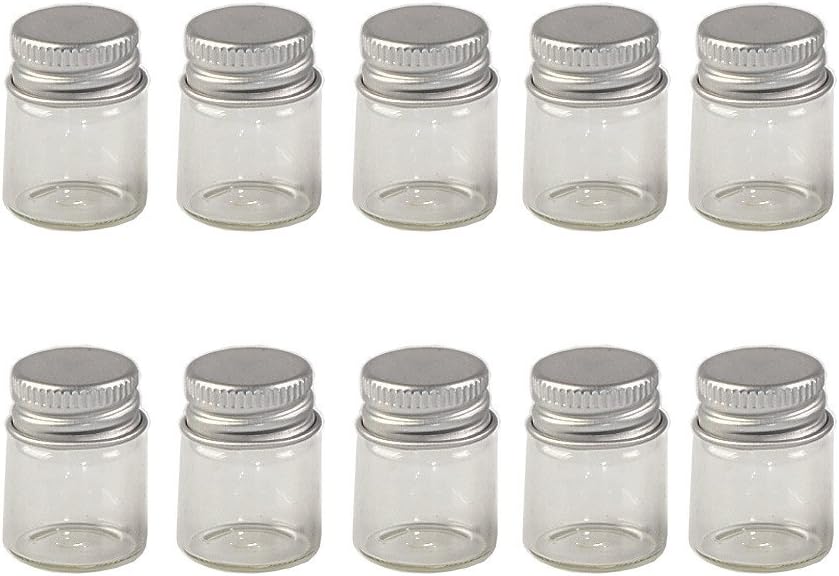 100units 14ml Mini Jars Crafts Glass Bottles with Aluminium Cap Liquid Pill Powder Wedding Wishes Ornament Bottles Empty Glass Vials Jars (100, 7ml)