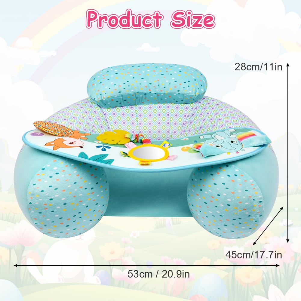Siège Gonflable pour Bébés,SièGe De Sol Gonflable pour Bébés de 3 Mois et Plus Siège de Canapé pour Bébé Soutien du Dos pour Nourrisson Chaise de Bébé Gonflable,Bleu