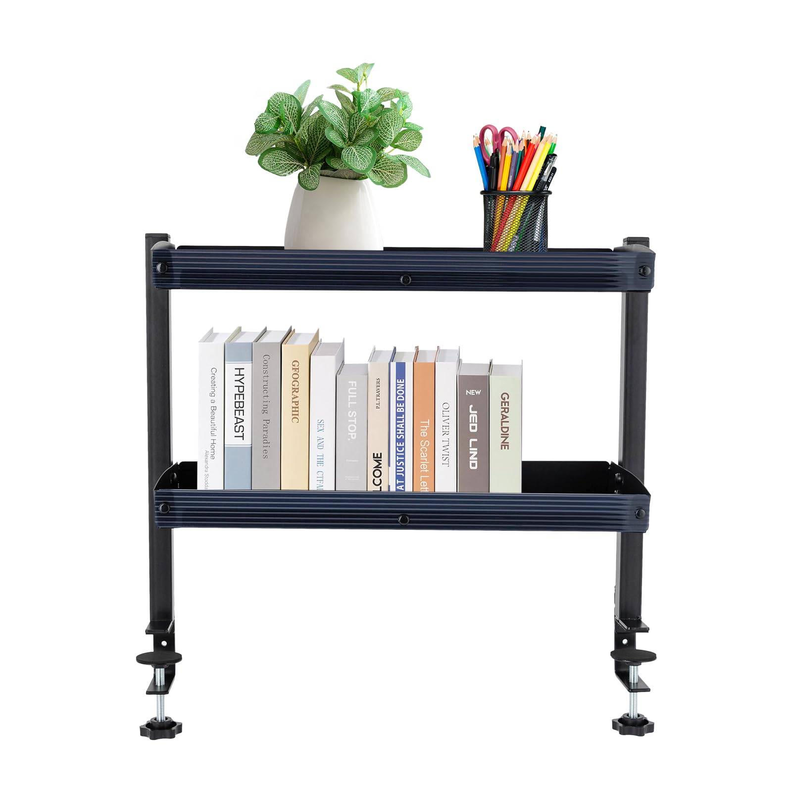Organisateur de Bureau à Pince à 2 Niveaux Etagere Bureau a Poser sur Bureau à Pince avec Plateau de Rangement Réglable Max.épaisseur de Table 43mm Organisateur de Bureau Clamp-on