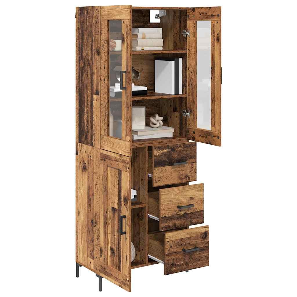Highboard Lot de 2 étagères murales en bois vieilli avec tiroirs