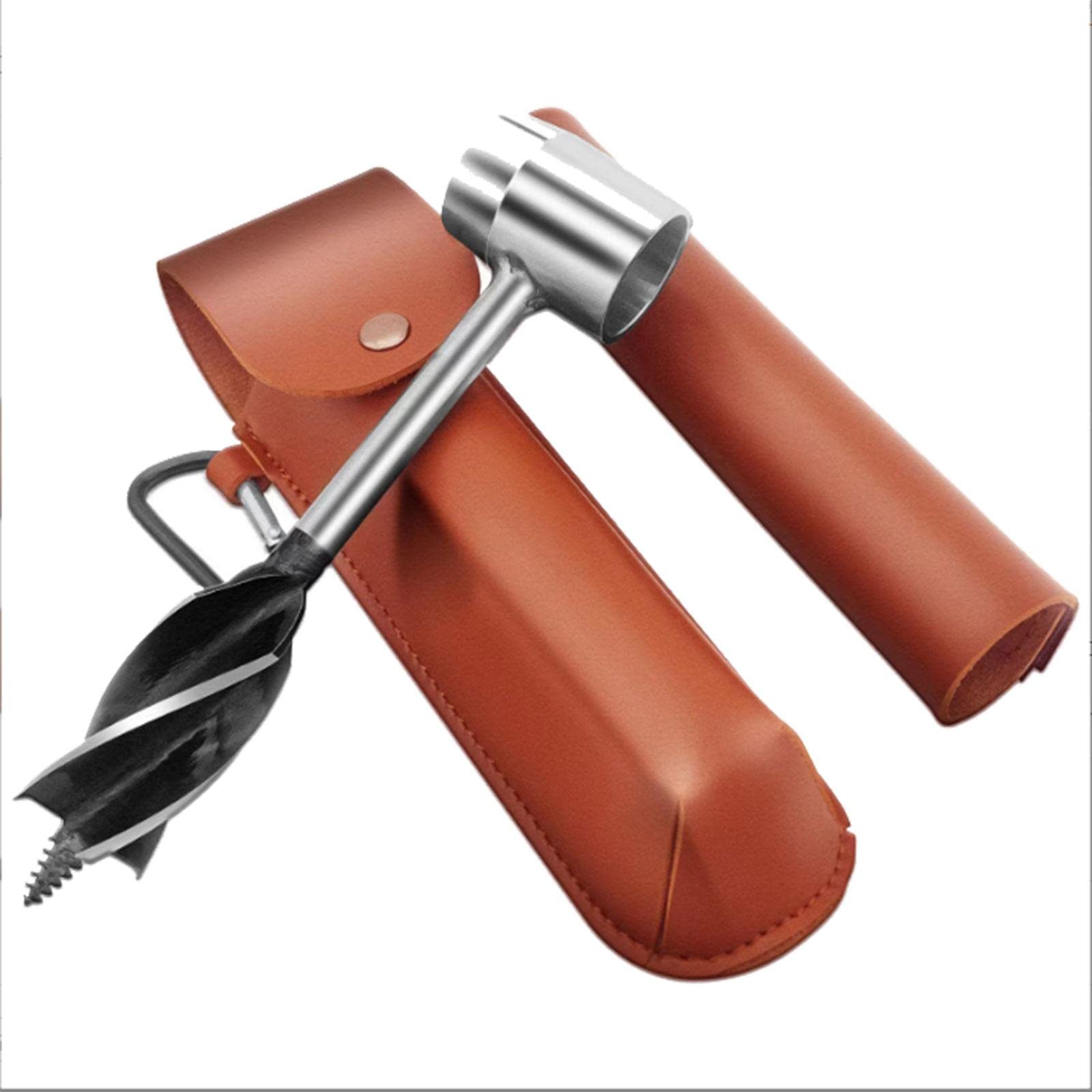 Hand Auger Drill Bit Bushcraft Puncher Hand Screw Drill for Outdoor Camping Brown