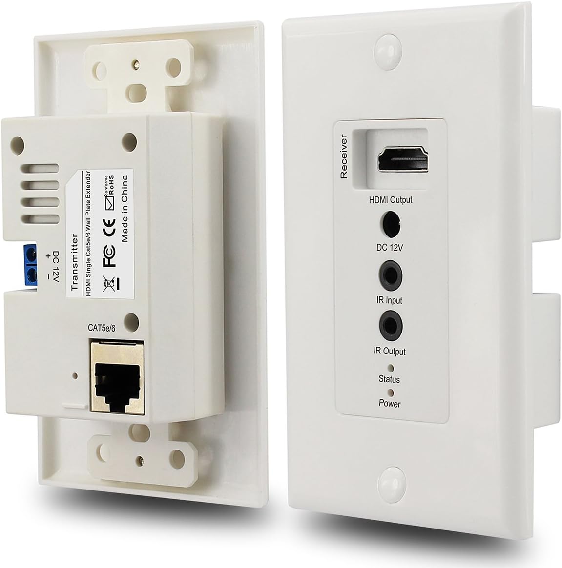 AVENK HDMI Wall Plate Extender 170ft/50m with Transmitter and Receiver RX TX Over Single Cat5e/6 Support 1080P 3D 1920x1200 60fps