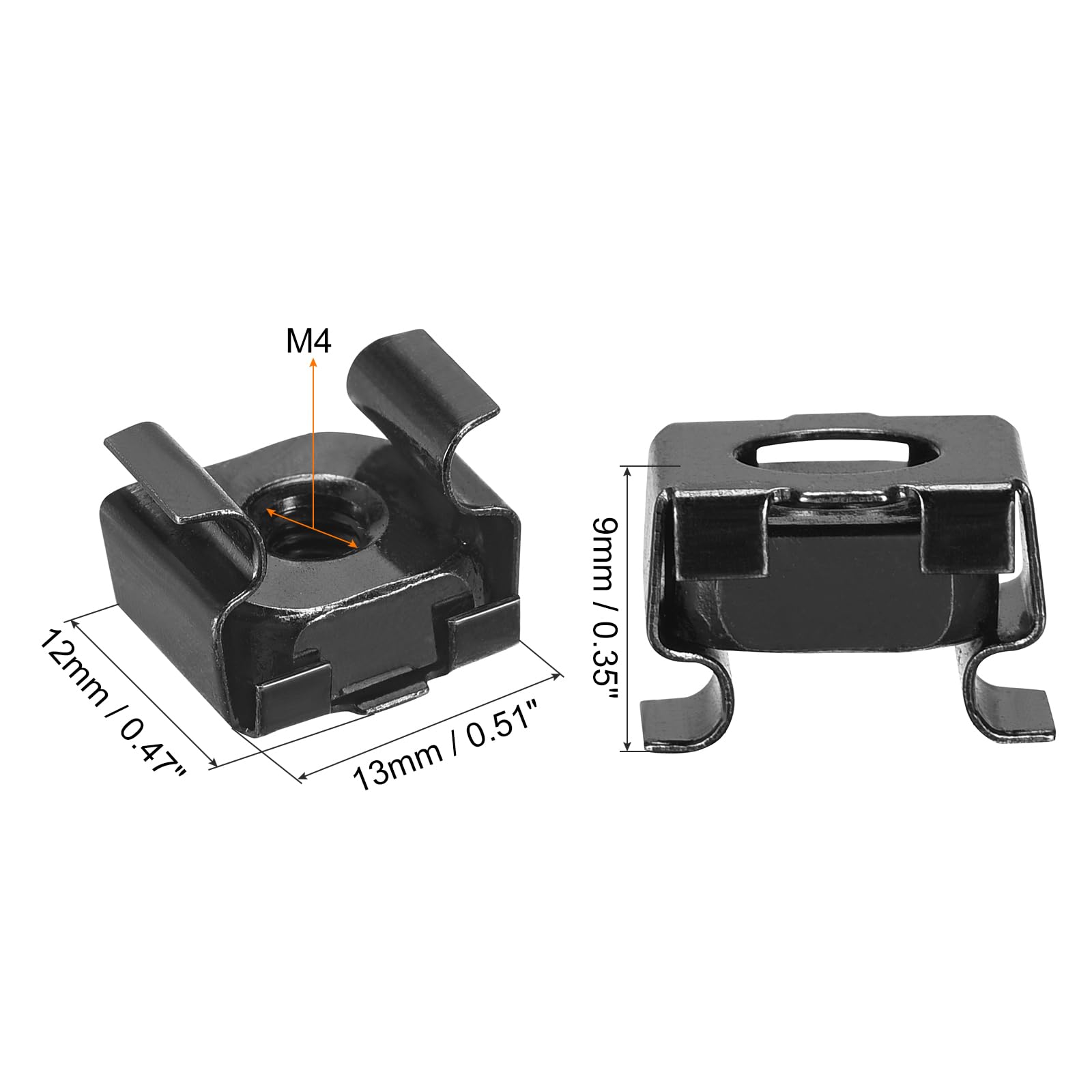 QUARKZMAN Dadi a Gabbia Snap-In, Dado in Acciaio Carbonio M4 x 0.7mm per Armadio Scaffale Server 5pz