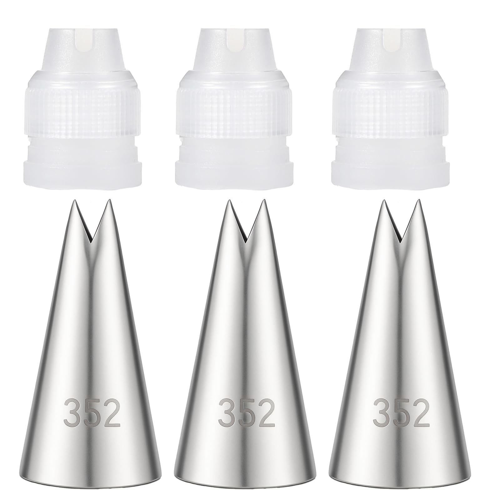 3 Pcs Leaf Piping Tip for Cake Decorating Stainless Steel Icing Piping Nozzles Cake Decorating Tube Tips Set for DIY Baking Tools Cakes Decoratings Pastry Fondant Elegant Floral Designs with converter