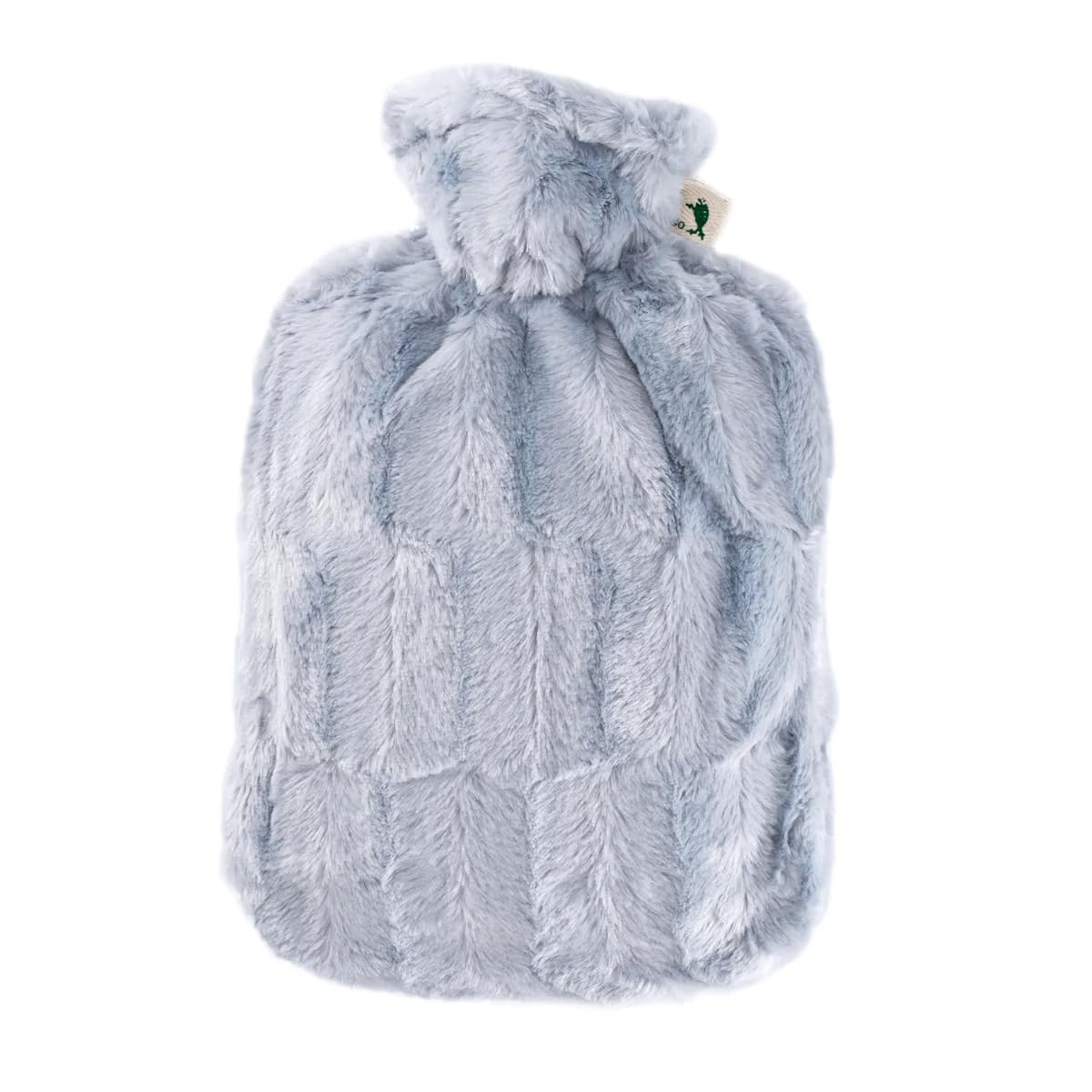 Hot Water Bottle with Cover (1,8L Faux Fur, Grey), Made in Germany, Non-Toxic Certified, Soothing Warmth, Helps Relief Muscle Aches & Pain, Menstrual Cramps