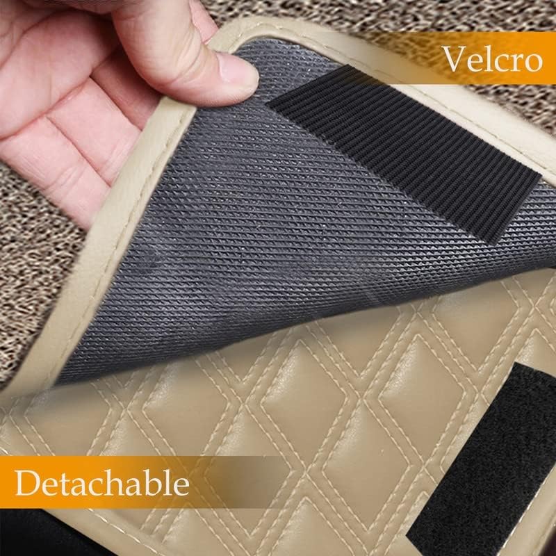 Image of NCEHEAL 7D Compatible with Jeep Compass Custom Fitted Faux Leather 7D Antiskid Car Floor Mats - Beige with Beige Thread