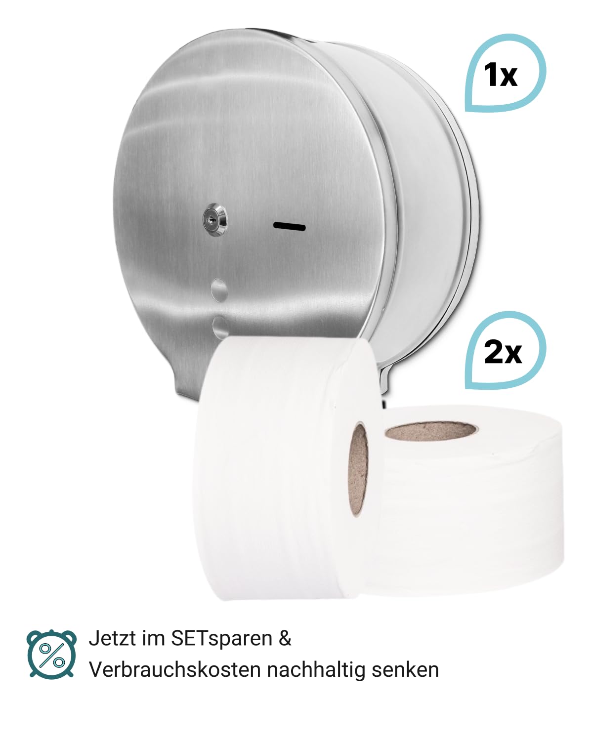 Jumbo Toilettenpapier 300 m, 6 Rollen | Jumbo-Toilettenpapier aus 100 % Zellstoff, 6 Rollen à 300 m, 2-lagig und hoch ergiebig
