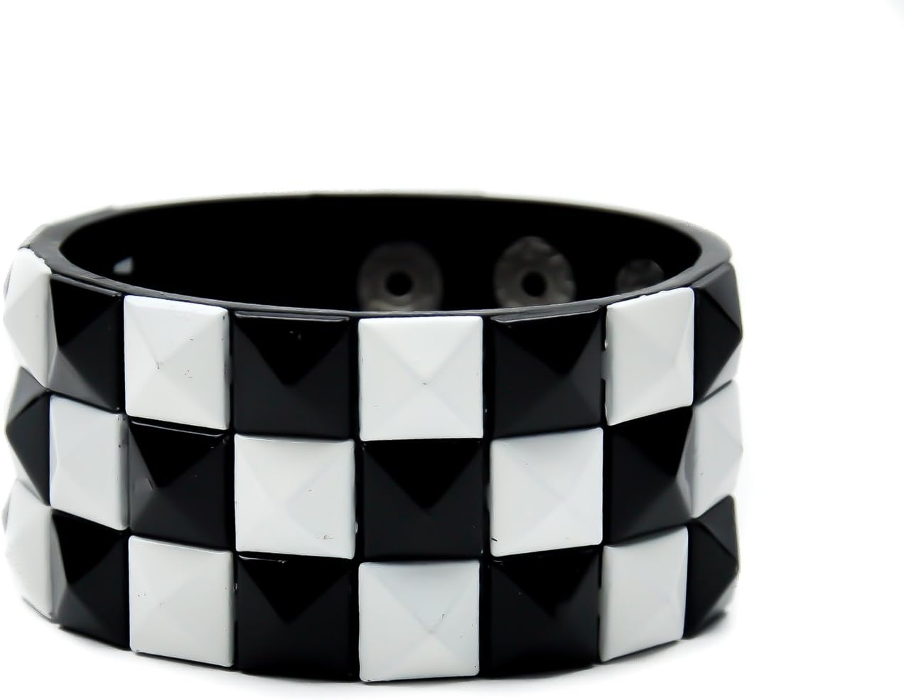 Black White Checkered Wristband 80s Gothic Punk Glam Emo Vamp