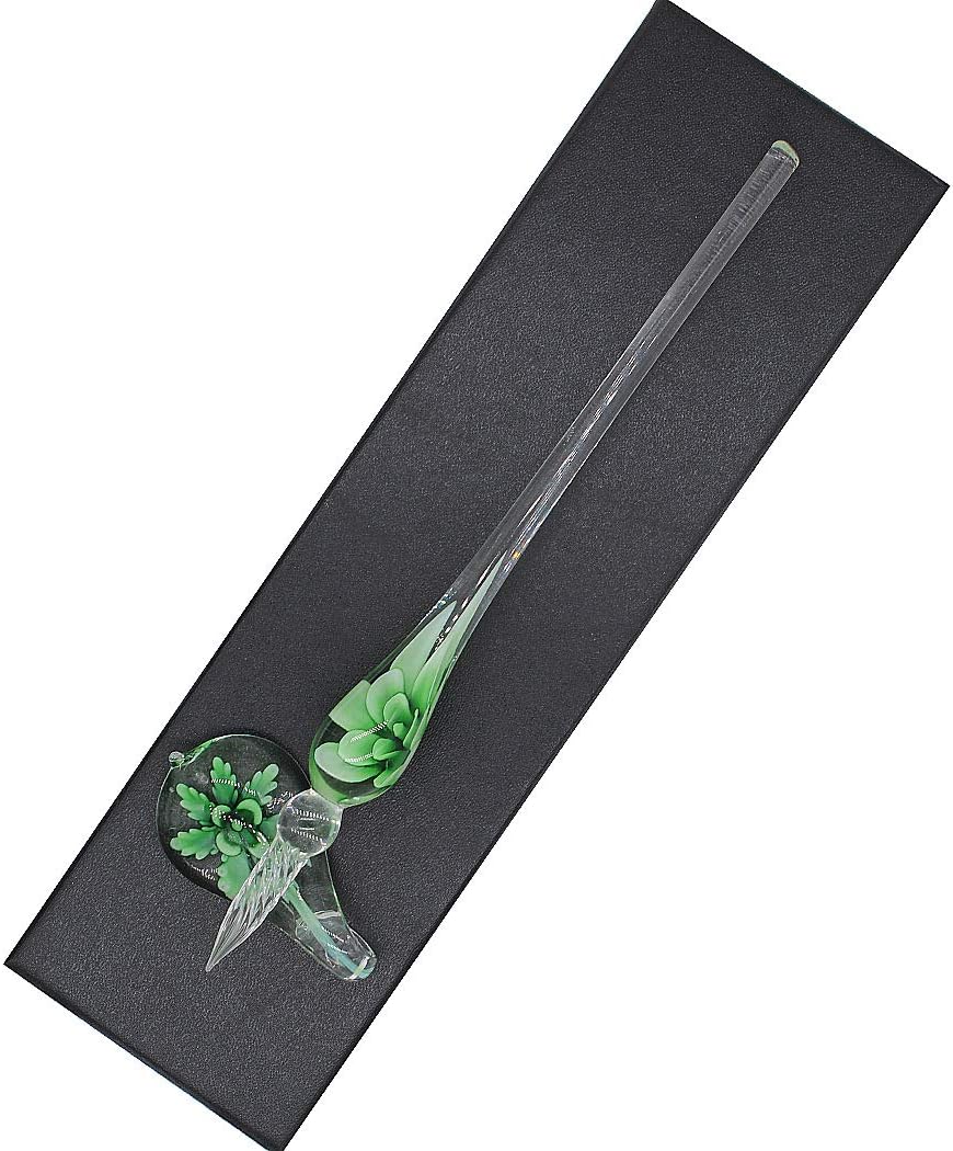 SIPLIV Handmade Crystal Glass Intarsia Dip Pen Fountain Pen Kit Vintage Calligraphy Signatures Pen with A Pen Holder, Green - Image 3