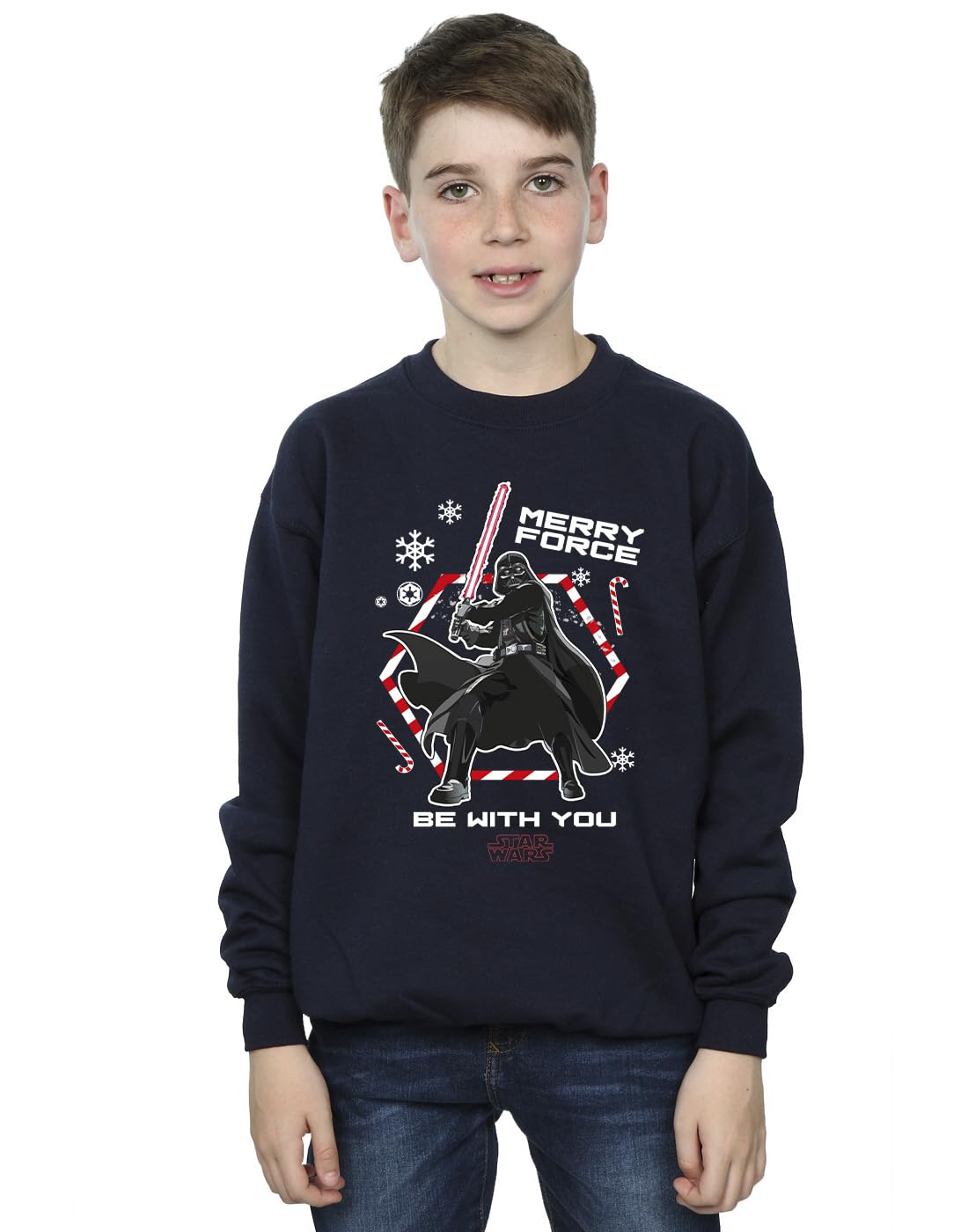 Absolute Cult Boys Navy Blue Star Wars Darth Vader Merry Force Sweatshirt 9-11 Years