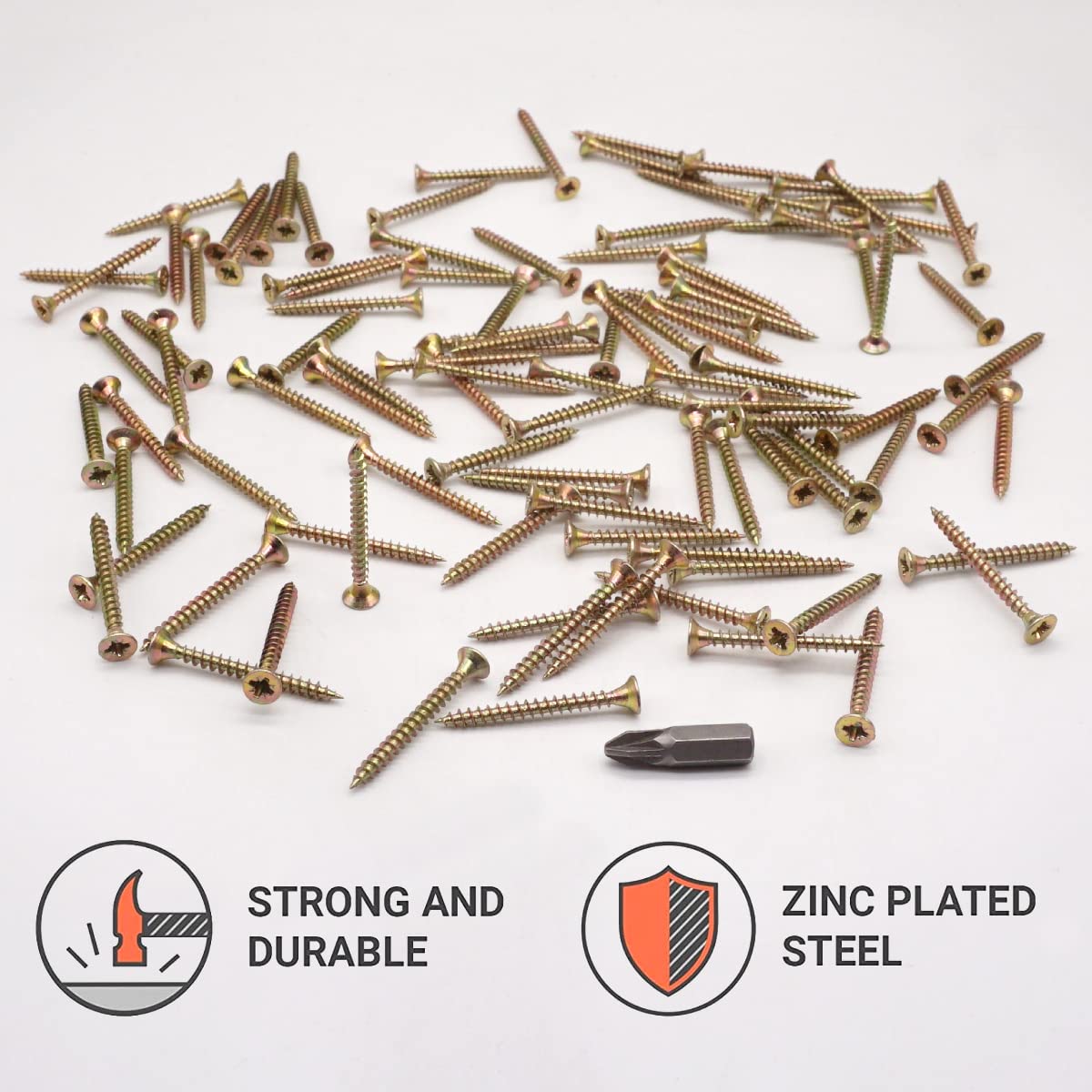 (Pack of 500 pcs) Yellow Zinc Plated Steel 3.5 x 35 mm Wood Screws, Chipboard Screws, Universal Pozi-Drive Screw, Countersunk Head (500, 3.5 x 35 mm) - Image 2