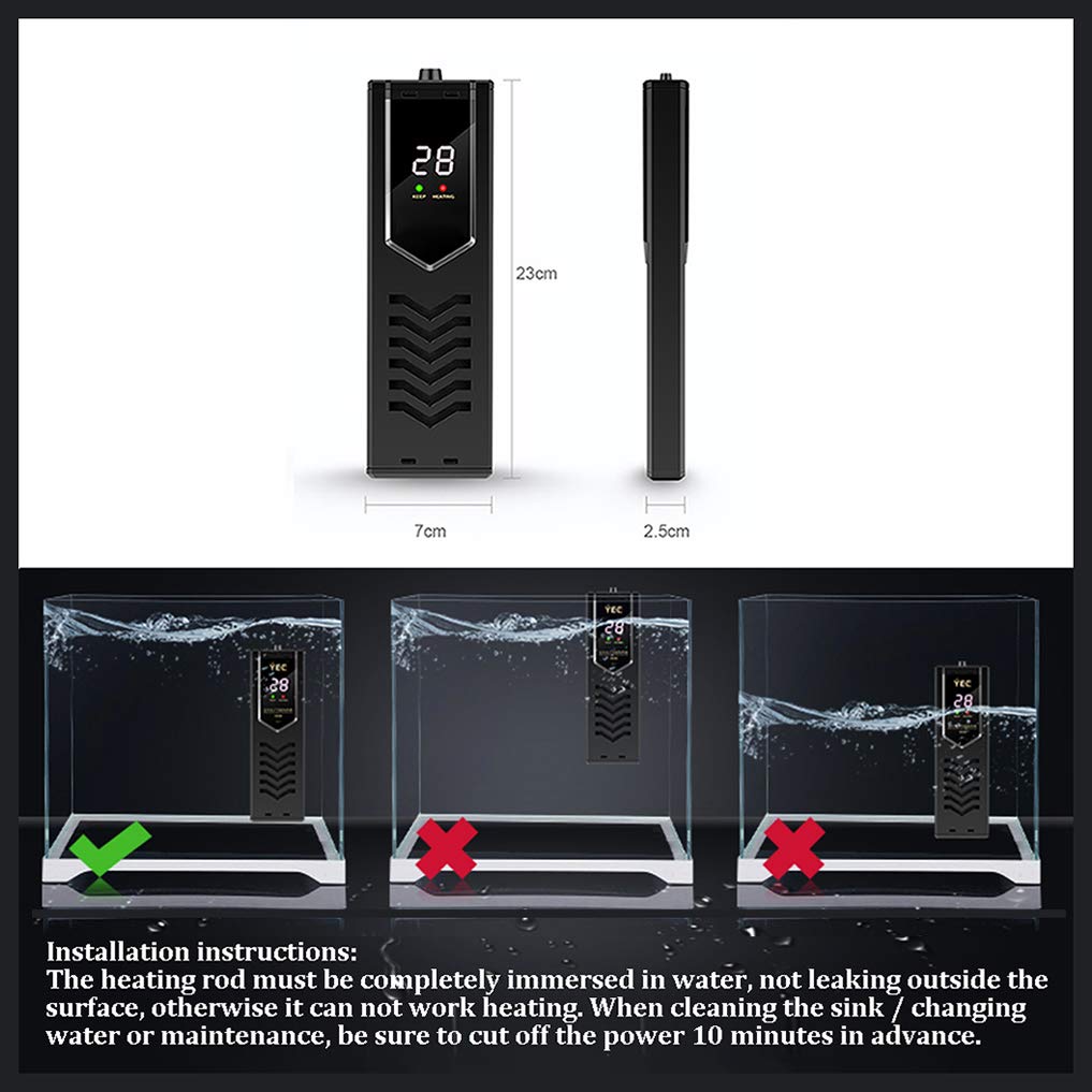 Réchauffeur d'aquarium Submersible, 50W / 100W / 500W / 800W / 1000W, Réchauffeur d'aquarium PID avec contrôleur de température Externe, Affichage à LED Visible, Protection Contre la surchauffe