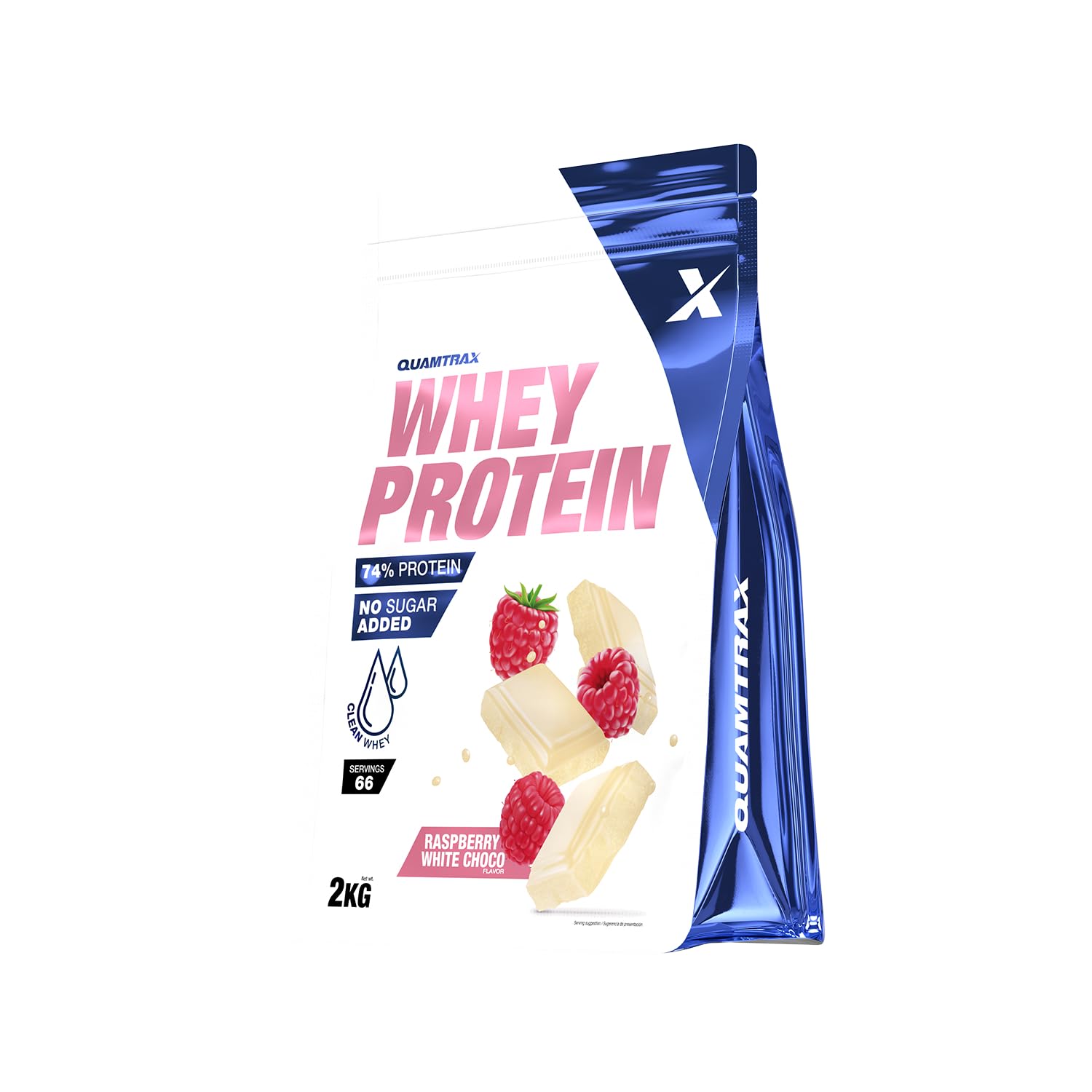Quamtrax Nutrition - Whey Protein (Proteína de Suero de Leche) - 2 kg - Sabor Chocolate Blanco y Frambuesa - Alto contenido proteico, apoyo en el crecimiento muscular y energía