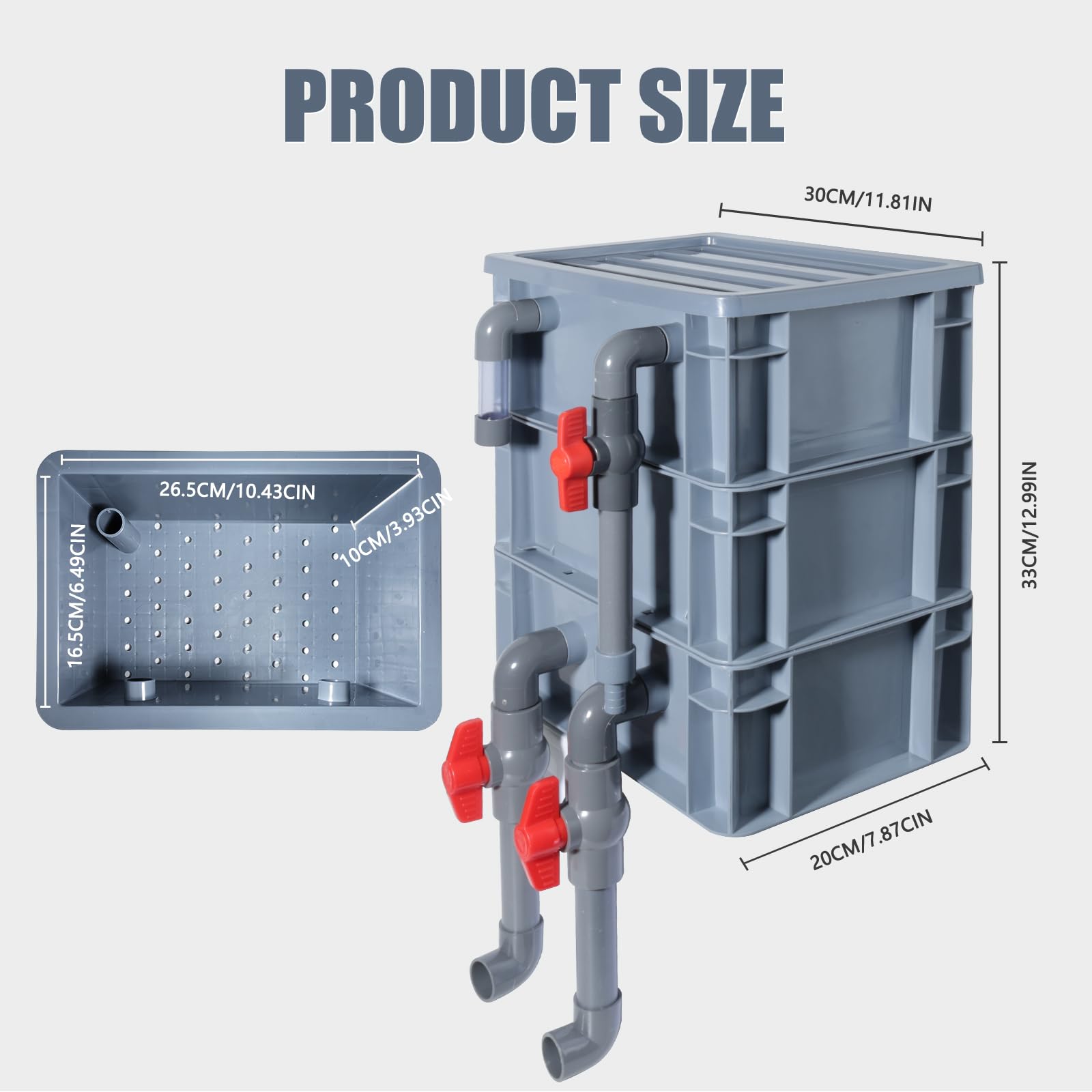 Caja de filtro de acuario de 3 capas con bomba de 25 W, entrada y salida ajustables, incluye almohadillas de filtro blancas, azules y negras, filtro de pecera para 20-75 galones (13 × 11.8 × 7.8