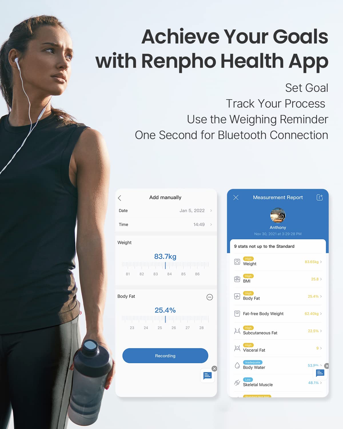 RENPHO Smart Body Fat Scale, Digital Bathroom Scale, Body Composition