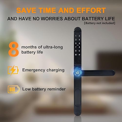 Miniatura 6 de Cerradura inteligente para puerta corredera, entrada sin llave, cerradura de puerta corrediza con código de huellas dactilares, tarjeta IC, teclado