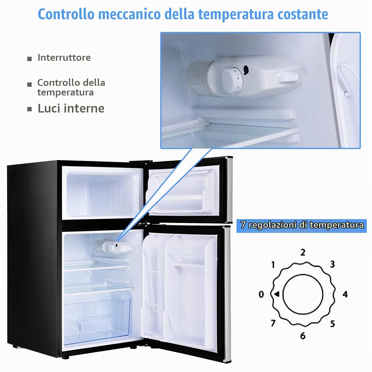 GYMAX Frigorifero 90 L Combinato 63L con Temperatura Regolabile da 0 a 10 °C e Congelatore 27L con Temperatura di -15 °C e per Case/Alberghi/Dormitori (Grigio)