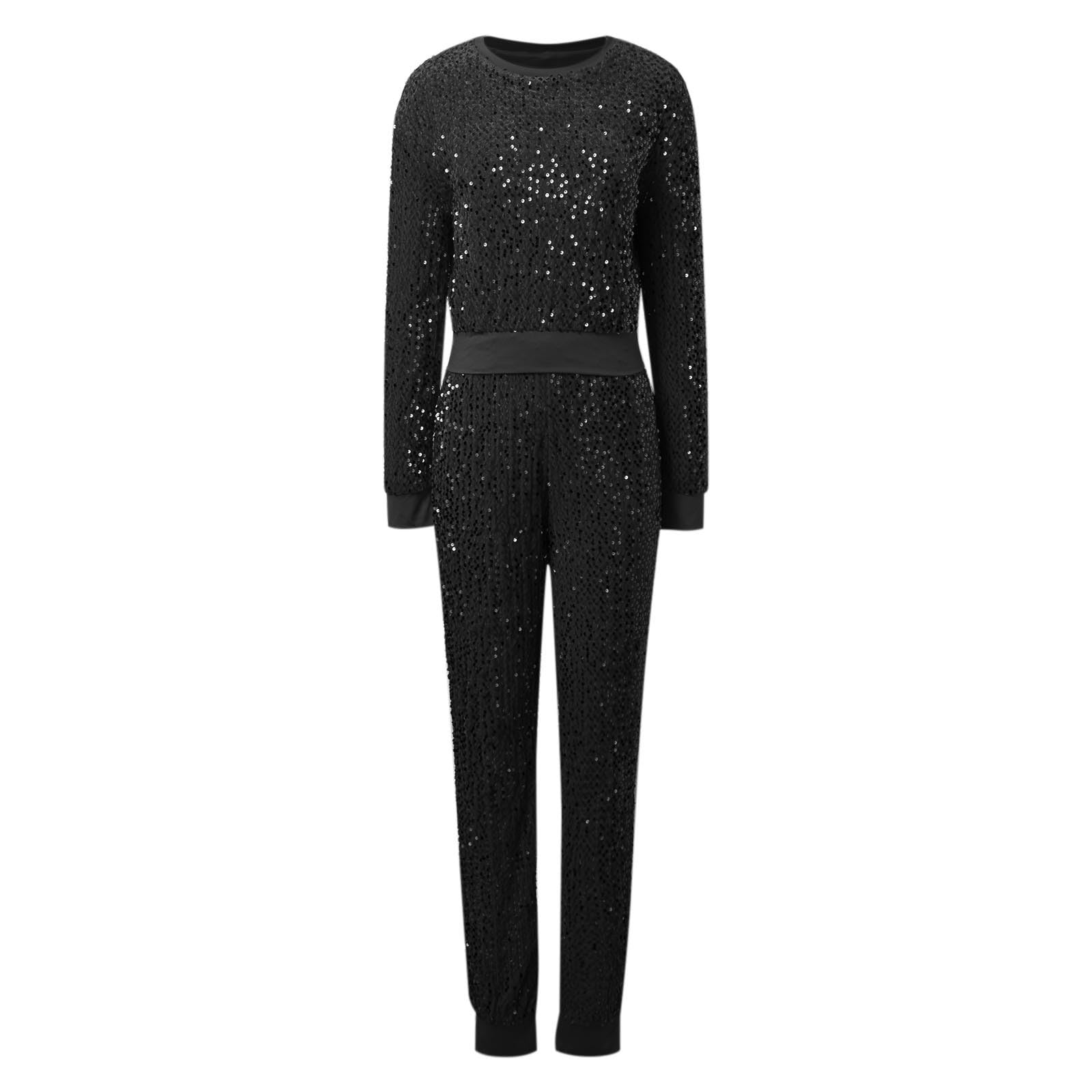 Tute da Ginnastica da Donna - Tuta Pantaloni Elegante per Donna con Paillettes e Maglione Lungo per Stagioni Autunno Inverno Abbigliamento Tempo Libero e Sportivo Comodo e Respirante
