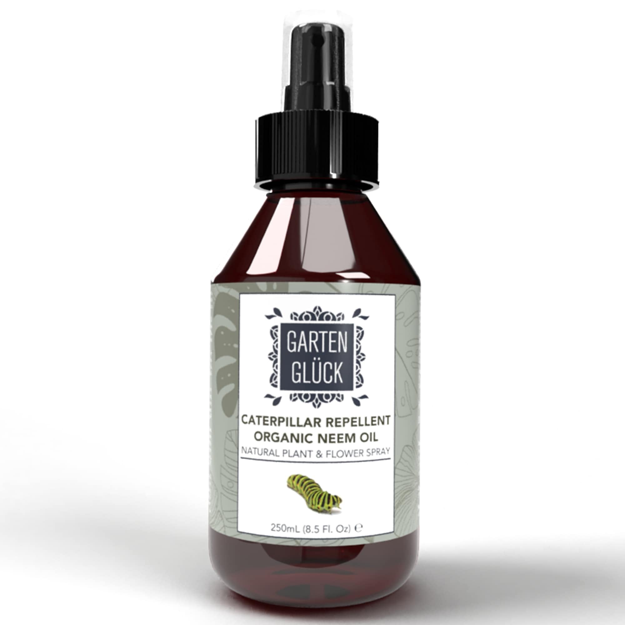 Garten Glück Spray Repelente Orugas y Larvas con Aceite de Neem, 500ml - Spray Listo para Usar contra Orugas, Larvas, Ácaros - Alternantiva a Insecticida Orugas, 500ml
