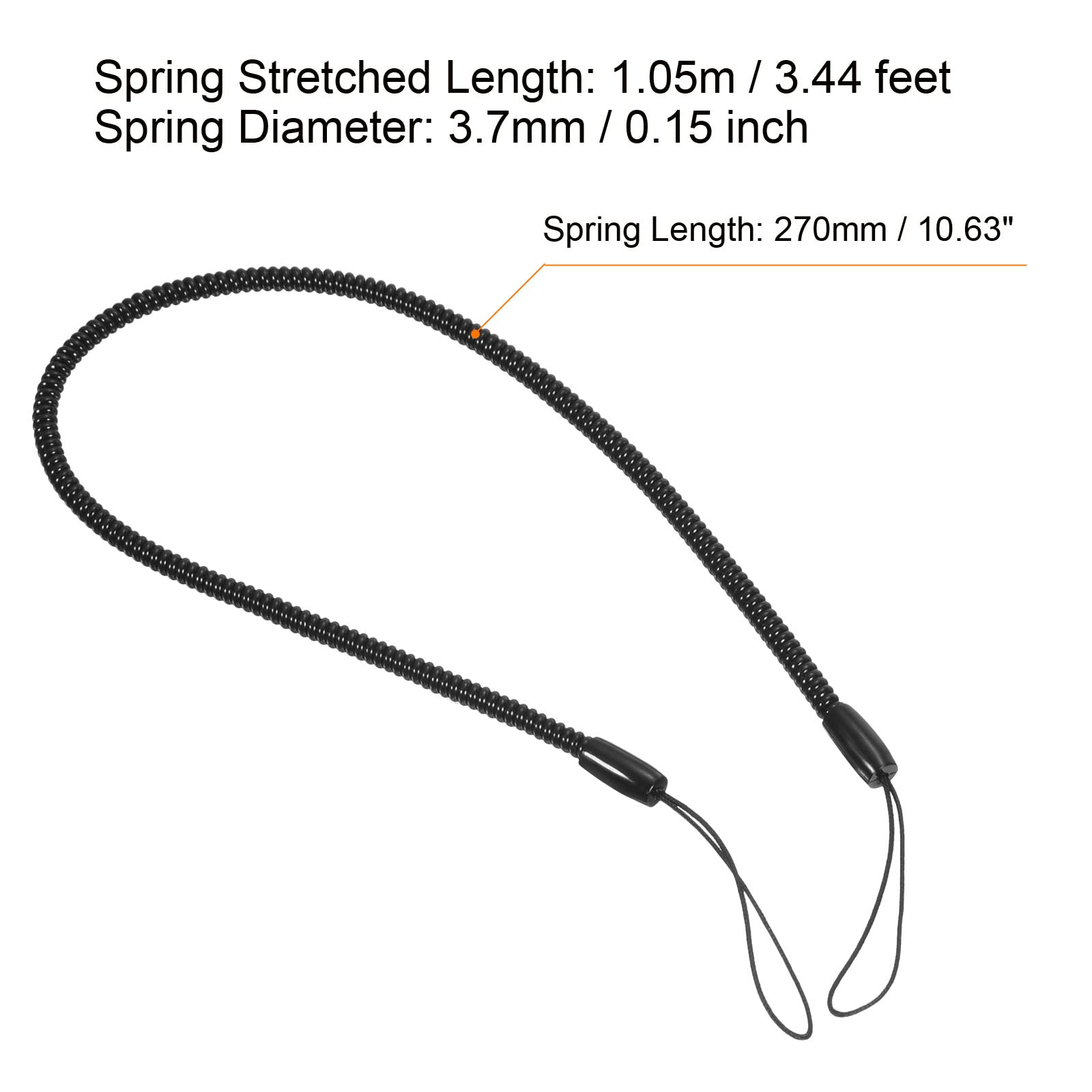 PATIKIL Retractable Spring Coil Straps 11", 5 Pack Plastic Spiral Stretchy Key Holder Stylus Lanyard Cord, Black - Image 2