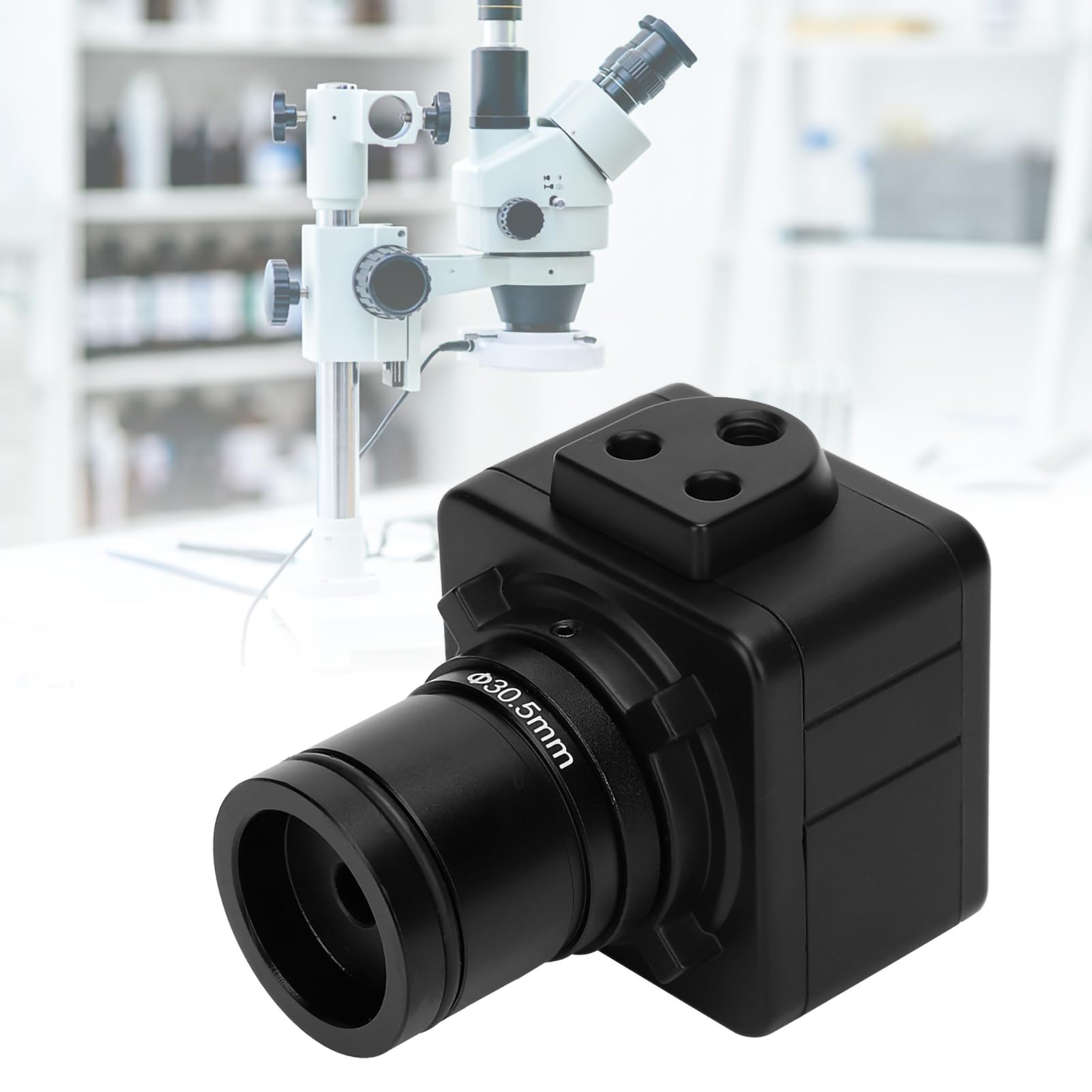 Cámara de microscopio ocular (13 x 12 x 9, microscopio, cámara USB HD CMOS digital, electrónica ocular con adaptador de montaje de 5 MP