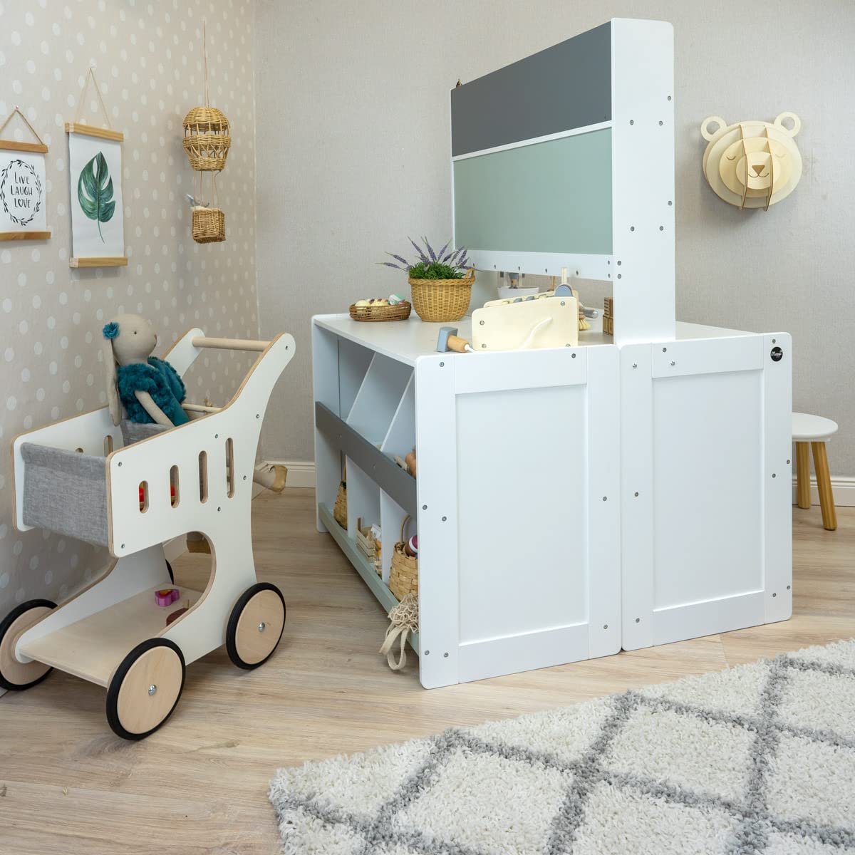 Meppi Kaufladen Flexi Weiss/Mint aus Holz - Kaufmannsladen für Kinder (Mint)