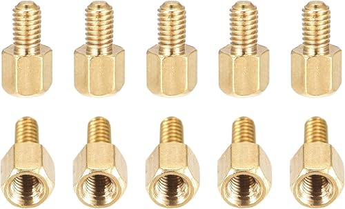 M3x4x4mm (DxHLxML) - Separador hexagonal de latón -10Pack- Bueno para máquina electrónica - Tuercas de tornillo espaciadoras macho a hembra