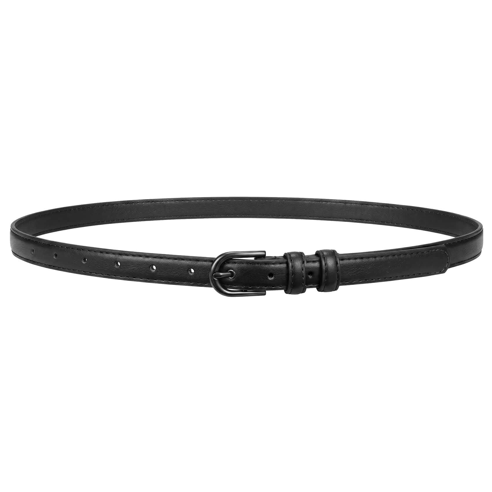 TRIWORKS Women Skinny Belt with Same Color Buckle Fashion Faux Leather Thin Belt for Jeans Pants